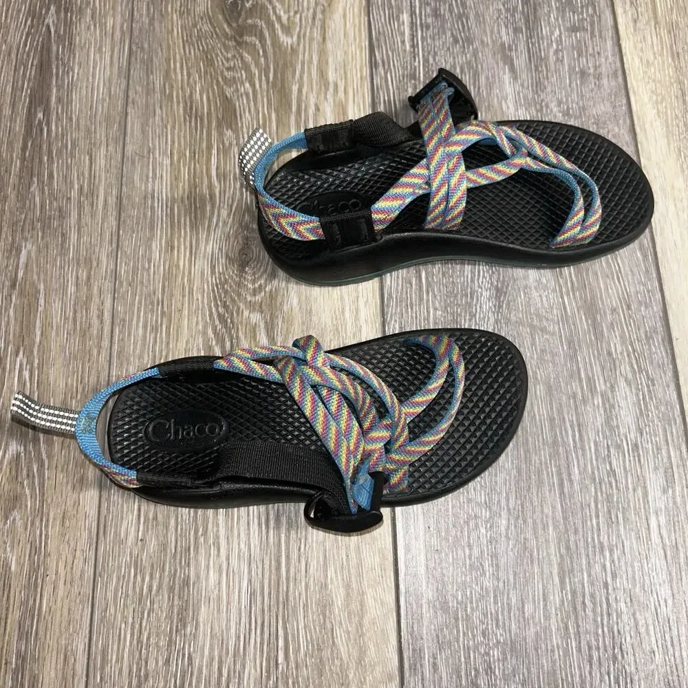 Chaco Multicolor Blue Aztec Strap Hiking Outdoor Sandals Youth US Size 13
